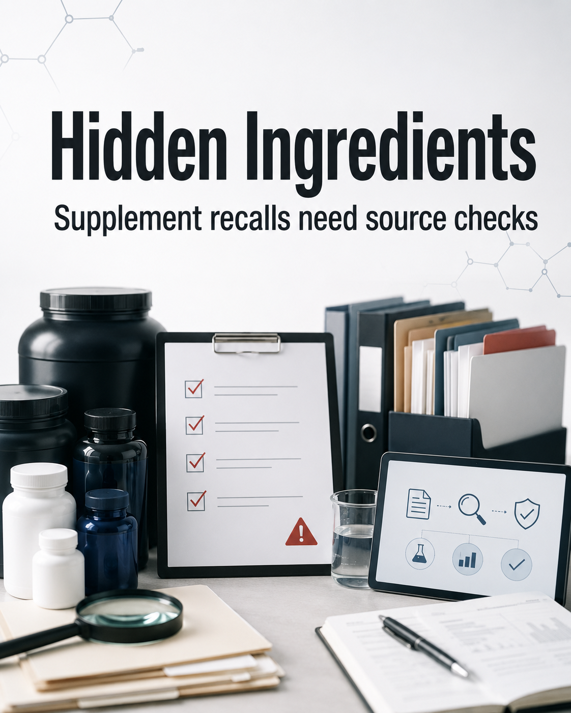 FDA Warning Monitor supplement recall visual with hidden drug ingredient signal